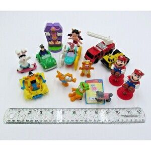 Plastic PVC Figures Toys Looney Toons Mario Garfield Tonka Vintage Lot of 14 VTG